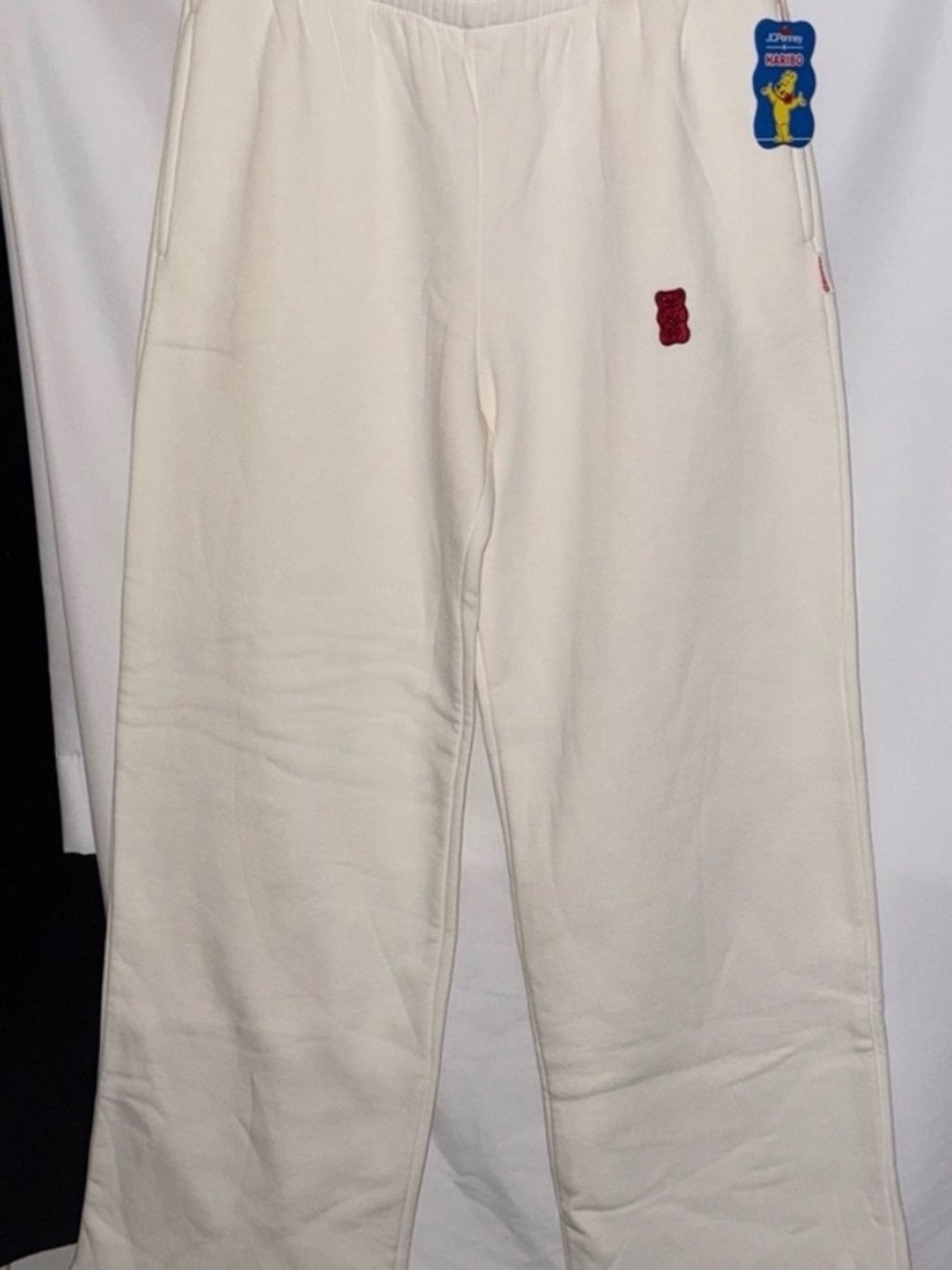 JCPenney x Haribo women’s medium cream  wide leg sweatpants lounge joggers NWT
